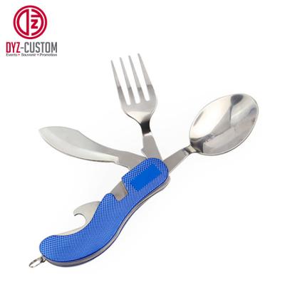 China Viable 4 in 1 Cutlery Knife Fork Spoon Detachable Folding Camping Travel Dinnerware for sale