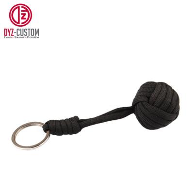 China Outdoor Survival Self Defense Key Chain With Steel Ball Monkey Fist Knot Rope Key Chain for sale