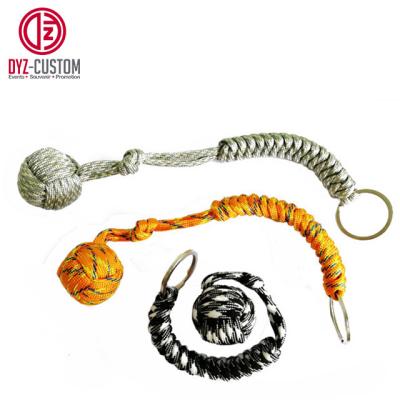 China Fist Outdoor Steel Ball Monkey Keychain Rope Knot Self-Defense Survival Key Chain for sale