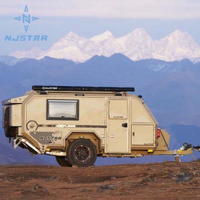 China NJSTAR lightweight manufacturers China bulk 16ft Australian standard yellow hybrid cars off grid road rv caravan camper travel trailers for sale