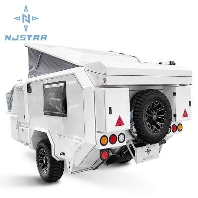 China NJSTAR Hot Sale 16ft White Hybrid Home Car Offroad Auto Caravan Onderdelen RV Offroad Pop Up Camper Off Road Travel Trailers for sale