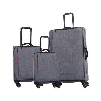 China Luxury Vacation Polyester Business Suitcase 8 Wheel Spinner Customize Luggage Sets 3 Pieces for sale