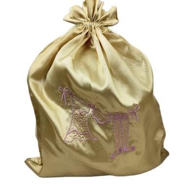 China Custom Makeup Satin Drawstring Bags For Jewelry With Printing Drawstring Hair Bags for sale