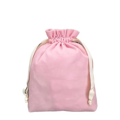 China Custom Jewelery Pouch Drawstring Jewelery Flocking Suede Bag Velvet Gift Pouch Collated Velvet Bag for sale