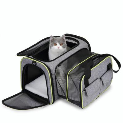 China New Breathable Pet Carrier Custom Expandable Foldable Dog Cat Bag Pet Handbag Large Capacity for sale