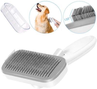 China Viable Self Cleaning Pet Grooming Brush Bath Comb Fur Removal Shedding Tool For Thick And Thin Dog Cat Hair Supplies for sale