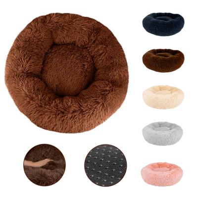 China Washable Plush S Pet Donut Bed No-Slip Sofa Washable Comfortable Plush Soothing Lower Luxury For Small Dog Cats Puppy Bed for sale