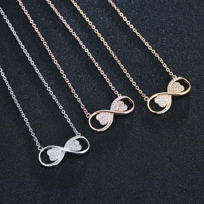 China 2022 Trendy Infinity Charm Necklace Girls Zircon Symbol Heart Jewelry Ladies Durable Pendant Necklaces for sale