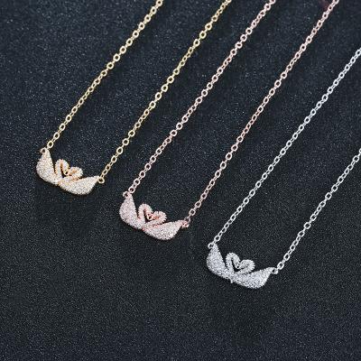 China Durable Fine Luxury Swan Pendant Necklace Gold Silver Crystal Necklaces And Rose Gold Diamond Brand Jewelry for sale