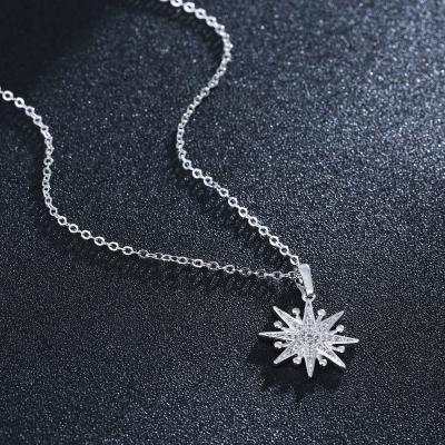 China Christmas Durable Beautiful Snowflake Necklace Chain Pendant Jewelry 925 Sterling Silver Plated Neck Collar Necklaces for sale