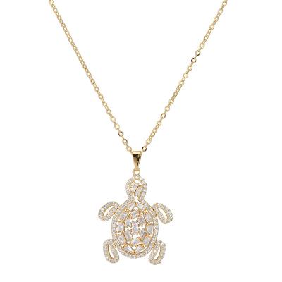 China 2022 Cute Sea Turtle Custom Statement Diamond Turtle Durable Animal Pendant Necklace Jewelry Cute Charm Necklaces for sale