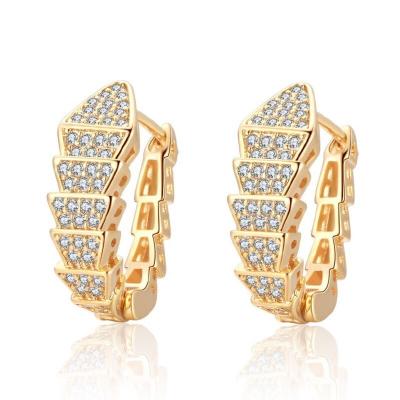 China Durable fashion diamond design earring evening huggie circle stud geometric snake shaped luxury everyday earrings for sale