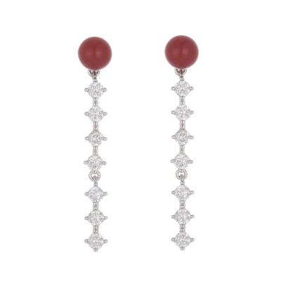 China New Arrival Fashion Durable Long Earrings White Gold Plated Around Cubic Zirconia Stud Earrings For Women And Girls for sale