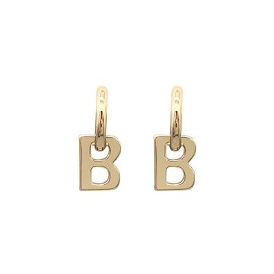 China 2022 Trend Design Ear Cuff Earrings Durable Jewelry Real Gold Plated Letter B Circle Earrings Copper Studs for sale