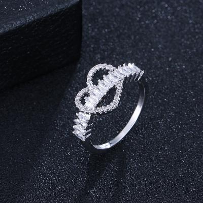 China New Arrival Durable 925 Sterling Silver Plated Heart Ring Zircon Love Rings 2022 For Women Lady for sale