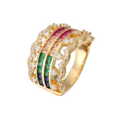 China Wholesale Durable Unisex Women Men Vintage OEM Gemstone Colorful Stone Paved Ring 2022 Wide Rings for sale