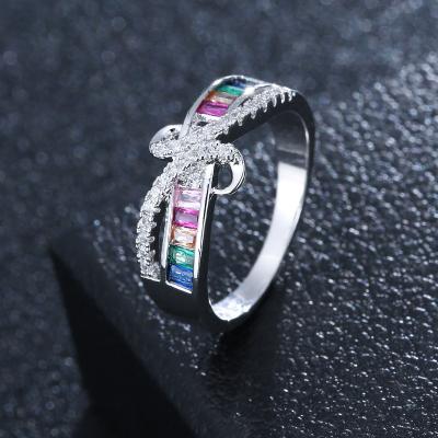 China Durable Custom Jewelry Colorful Square Cubic Zirconia Couples Ring For Men Women Accessories for sale