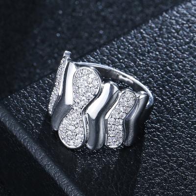 China Durable Custom Ring Europe And America Hot Selling Silver Man Woman Wide Cubic Zirconia Rings for sale