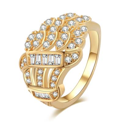 China Durable Fashion Fine Jewelry Rings Real Gold Plated Cubic Zirconia Engagement Diamond Ring For Women for sale