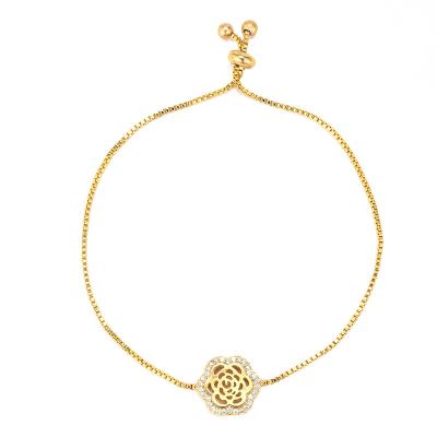 China New Arrivals 2022 Jewelry Gold Flower Charm Cuban Link Chain Bracelet Custom Durable Adjustable Bracelets Bangles for sale