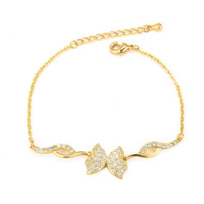 China Durable 2022 Fashionable Women Butterflies Charm Bracelet 18k Gold Plated Butterfly Bracelets Chain Bracelets With Clasp for sale