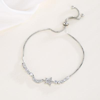 China Fashion INS Moon Zircon Stone Durable Korean Stone Bracelet Adjustable Link Chain Charm Bracelet Bangles for sale