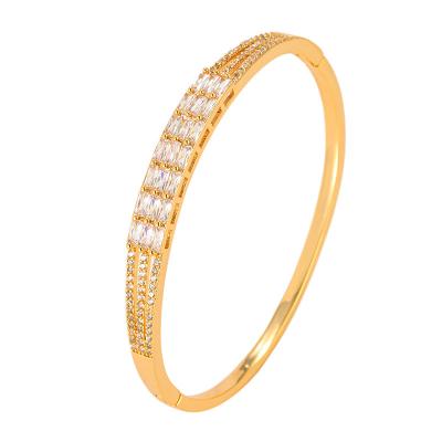 China Durable Fashionable 925 Zircon Zircon Tennis Bracelet Men Women Silver Gold Plated Diamond Bangles Bracelets for sale