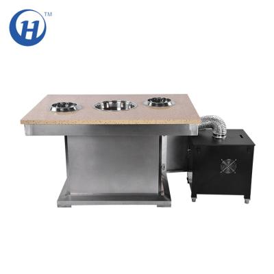 China Easily Easy Maintaining And Smokeless Hot Pot And Korean BBQ Table For Restaurant for sale