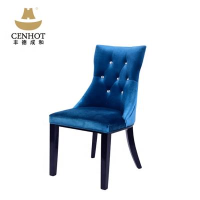 China Blue Fabric Upholstered Chairs Easy And Comfortable Cheaper Hotpot Restaurant BBQ Dining Chair for sale