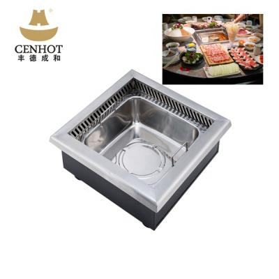 China Easily Assembled Commercial Restaurant Smokeless Hot Pot Built Into Table for sale