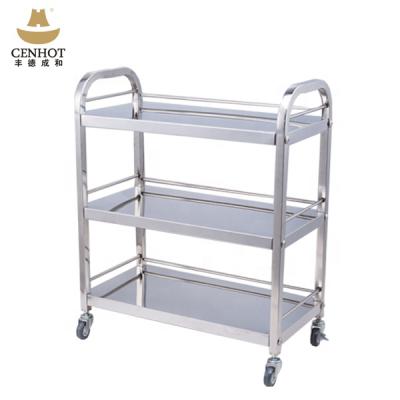 China Durable CENHOT Restaurant Stainless Steel Cart with 3 Shelves Made in China for sale