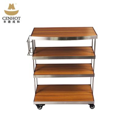 China Durable CENHOT WOODEN 4 TIER RESTAURANT UTILITY CARTS SUPPLY for sale