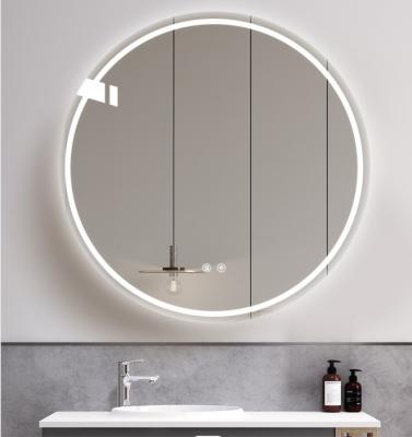 China Modern Lighted Hotel Wall Decor Hanging Smart Led Anti Fog Bathroom Mirror With Backlit Led Light Strip Around for sale