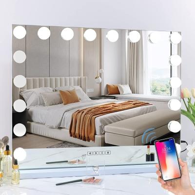 China Large Hollywood Lit Mirror with Table/Hanging Vanity Mirror from USB Charger Port, with Bluetooth Speaker for sale