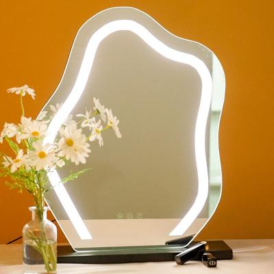 China New Unique Design Lighted Cloud Shape 3 Tone Adjust Shine Touch Screen Led Makeup Light Vanity Mirror For Salon for sale