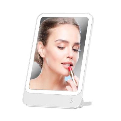 China 2022 Newest 2 in 1 Desk Wall Hang Espejos Led Square Light Up Cosmetic Led Makeup Mirror for sale