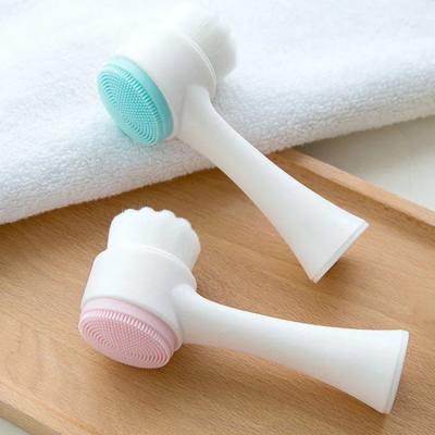 China Viable 2 in 1 Household Brush Two Head Soft Silicone Manual Facial Cleansing Deep Cleansing Brush for sale