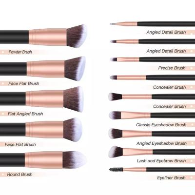 China Angular Blush 14pcs Private Label Professional Makeup Brush Set Makeup Brush Set Wooden Handle Makeup Brushes for sale