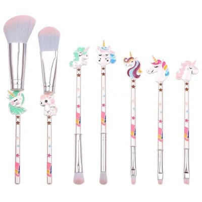 China Angular Blush Girls Cartoon Shape Metal Hand Makeup Tool Kits Portable Beauty Makeup Brush Set for sale