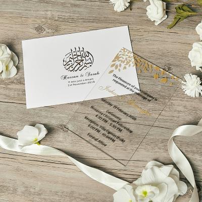 China 2021 New Design Laser Cut Acrylic Wedding Invitation Acrylic Invitations Wholesale 5inch*7inch or custom for sale