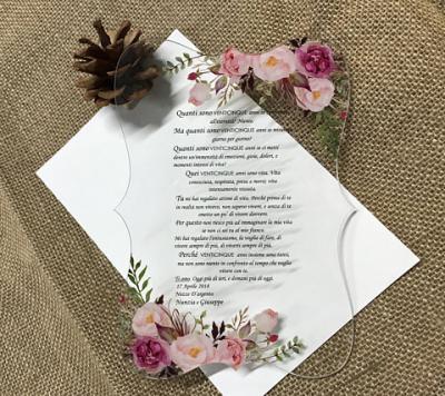 China Premium Invitation Card Customized Fresh Small Rose Flower Wedding Supplies Transparent Acrylic Wedding Invitation for sale