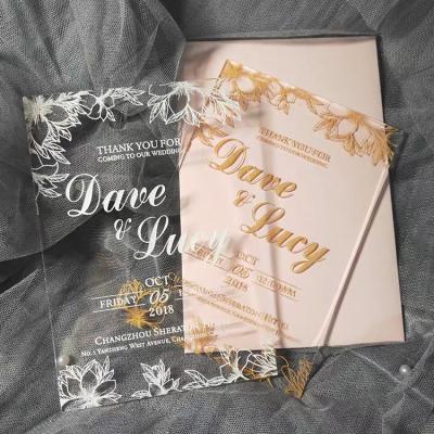 China Luxury Fashionable Wedding Decorations Custom Laser Cut Acrylic Wedding Invitation Card Vellum Wedding Invitations for sale