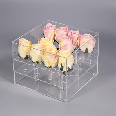 China Wholesale Custom Size Exquisite Flower Box Stocked Acrylic Gift Box for sale