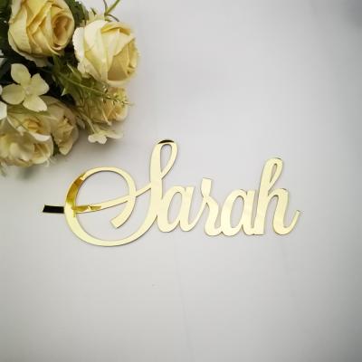 China Custom Size Gold Color Acrylic Scratch-off Wedding Name Tag Acrylic Logo Name Tag for sale