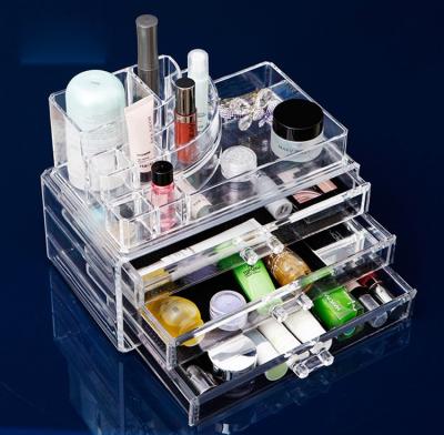 China Sustainable Luxury Clear Acrylic Cosmetic Box Organizer Acrylic Makeup Drawer Display Box for sale