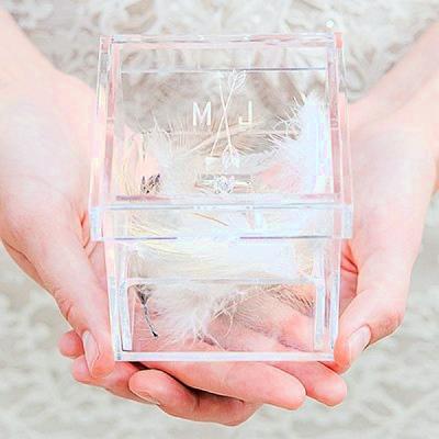 China Shop High Quality Custom Printing Acrylic Wedding Ring Box WB-005 for sale