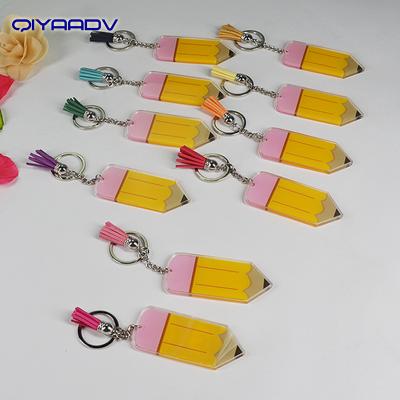 China Teacher Appreciation Acrylic Gifts Pencil Acrylic Tassel Key Chain for sale