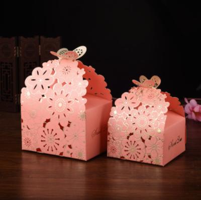 China Recycled Materials Wedding Gift Box Leakage Packaging Box For Gifts Candy Box Butterfly Gold Foil Cardboard for sale