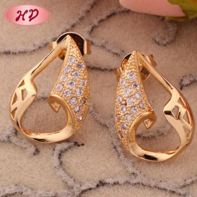 China FASHIONABLE cheap wholesale china fake gold plated CZ crystal stud earrings for sale