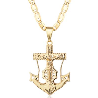 China 18K Gold Plated Pendant Necklace Fashion Jewelry Men Modern Religious Hiphop Pendant Necklace for sale